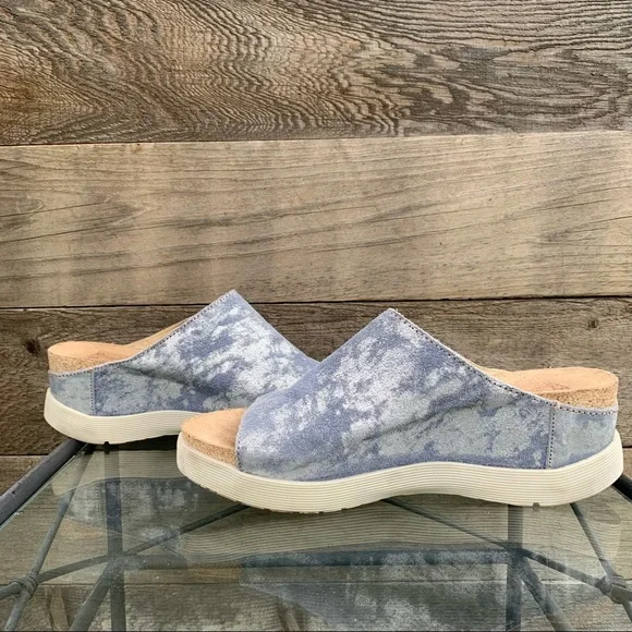 Fly London Wigg Sandal Blue Silver Platform Wedge Slide Shoe Women’s Sz 40 US 9 - Picture 5 of 11